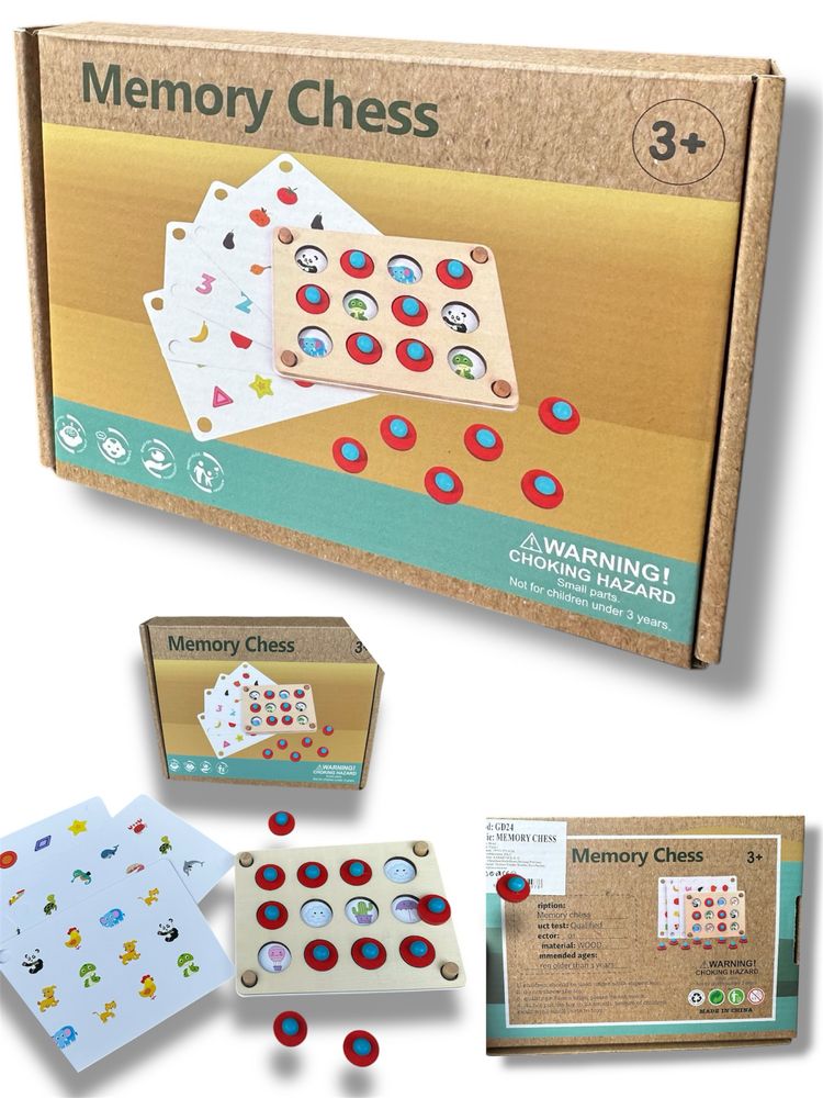 Drewniana ukladanka memo memory drewniana tablica montessori zestaw