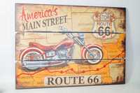 Drewniany obraz plakat szyld motocykl 70/50 cm ROUTE 66