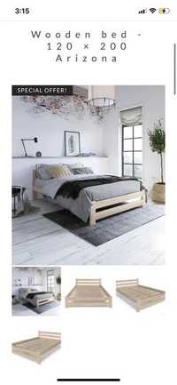 Wooden bed 120 x200 cm + Mattress + 2 pillows + FREE mattress cover