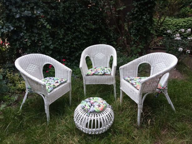 krzesła ogrodowe, fotele wiklinowe, 3 sztuki