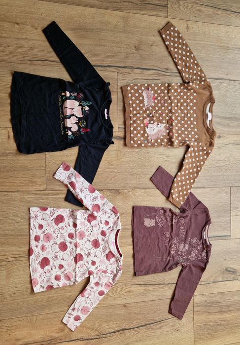 Sweter + 3 bluzki 4-pak jesienny r.98