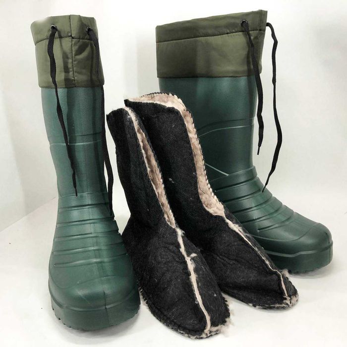 Якісні утеплені гумові чоботи високі.резинові сапоги утеплені чоловічі