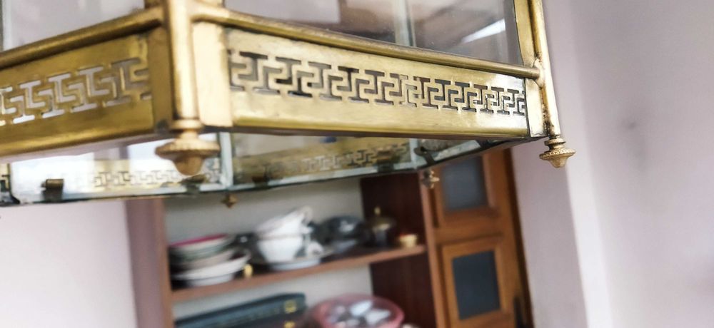 Люстра фонарь бронзовая.На 3 лампочки.Старинная.60х30 см.Франция
