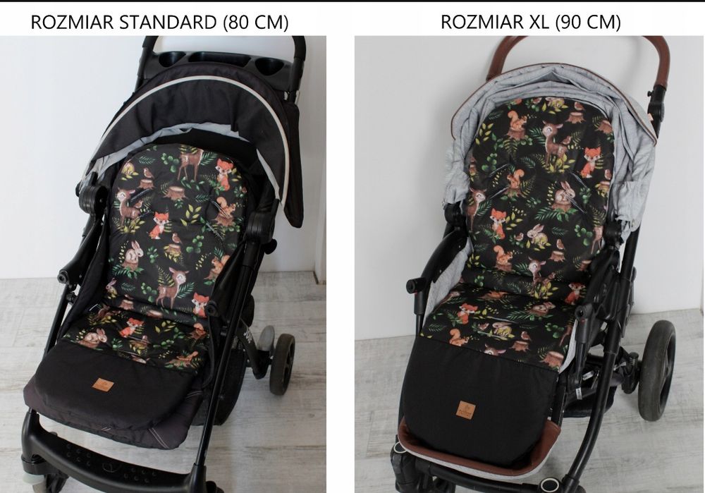 Wkładka do wózka z wodoodpornym podnóżkiem wkład czarny Fox XL 90 cm