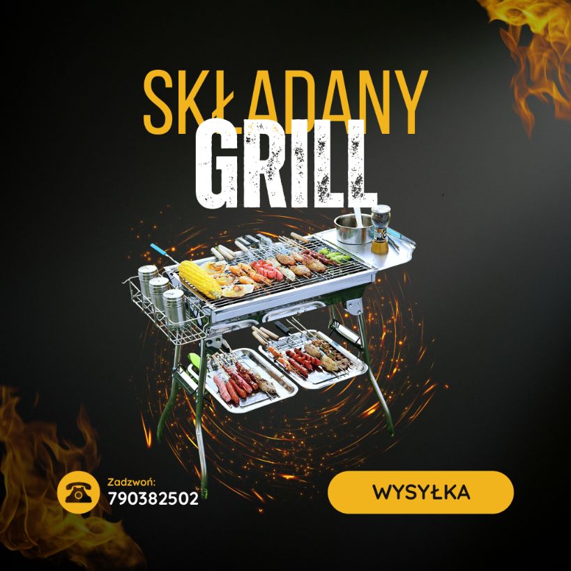 Grill węglowy składany  walizka przenośny turystyczny HIT!