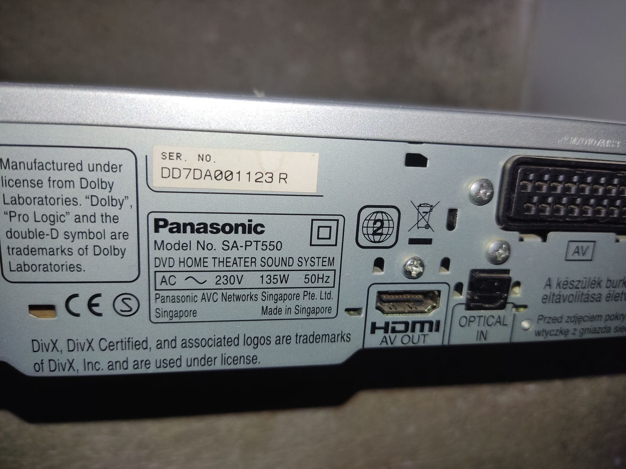 5.1 Panasonic kino domowe SA-PT550