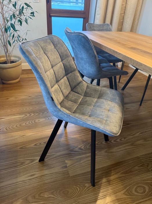 Stół z drewna litego dąb rustykalny 180x90x4cm + 6 krzeseł