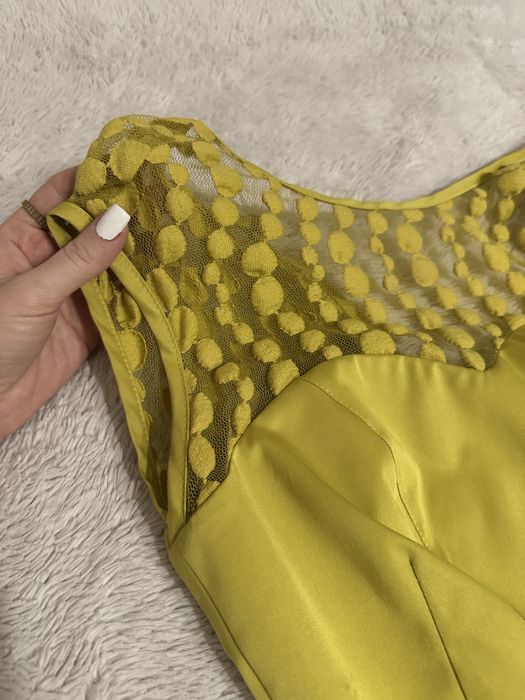 Sukienka limonkowa zielona żółta elegancka wesele karnawał M