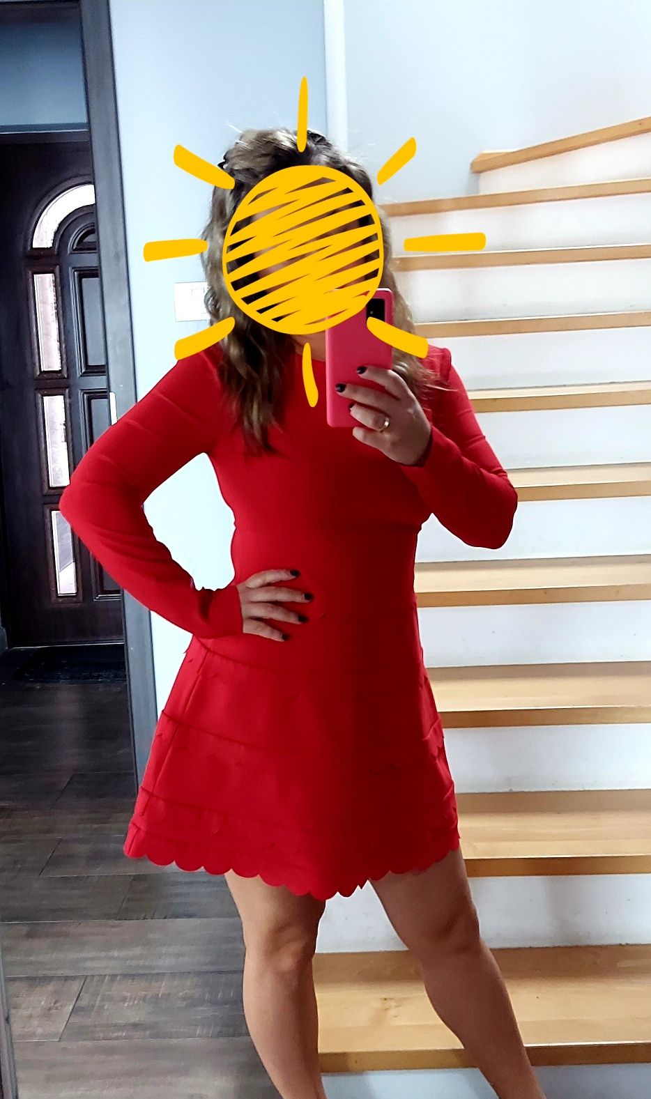 Sukienka czerwona elegancka, świąteczna, piękna Edan, M, 38