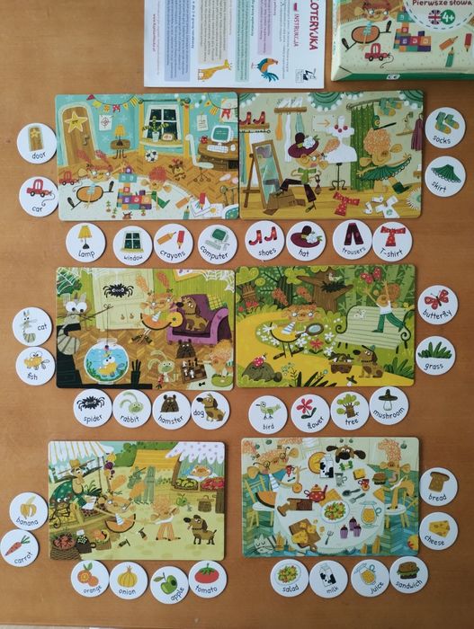 Gra loteryjka Angielski pierwsze słowa+ Puzzle Angielski pierwsze słow