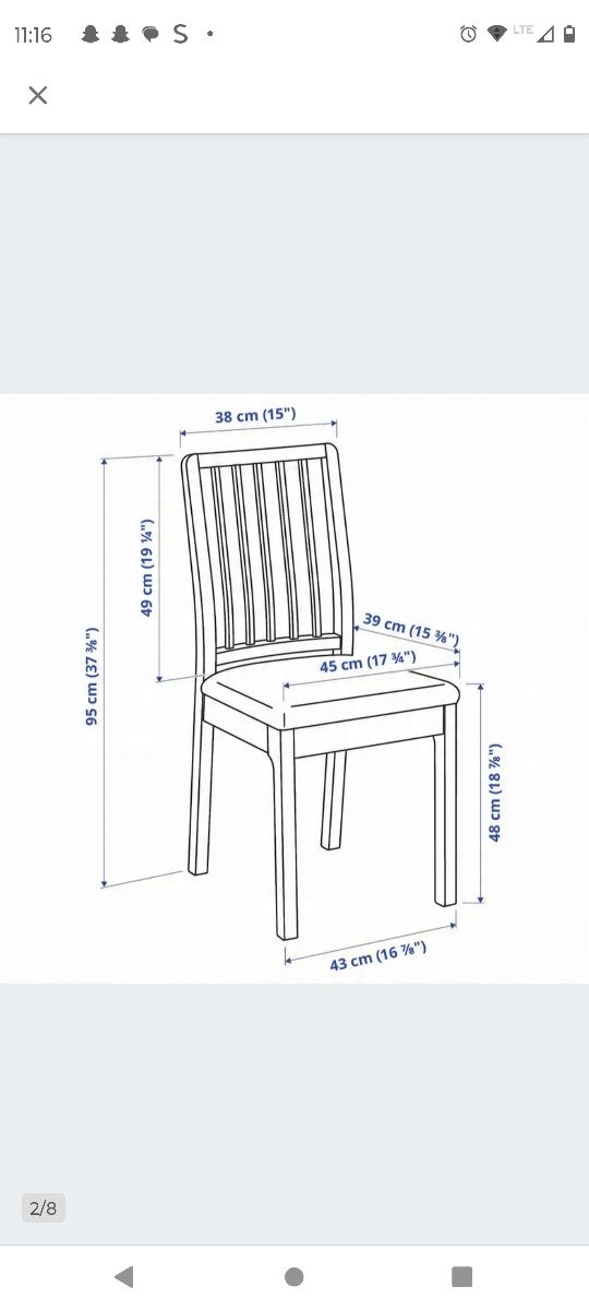 Komplet -Stół drewniany rozkładany 140x180x220 z krzesłami Ikea