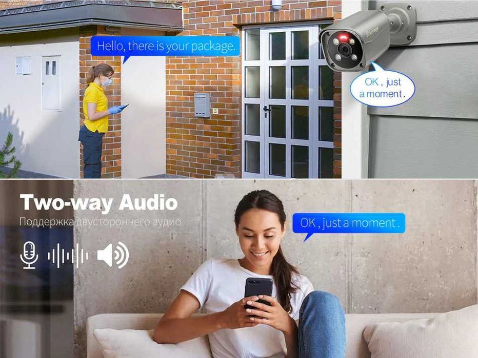 Kit 8 Câmaras 4K 8MP Vídeo Vigilância POE * Visão Noturna * Dual Áudio