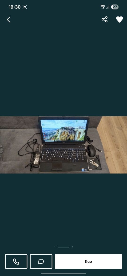 Laptop Dell E6540, I5-4310M 2,7GHz, Ram 8GB, SSD 240GB, WIN 10, Mysz