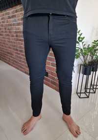 Spodnie rurki jeansy H&M 46 XL czarne slim fit skinny