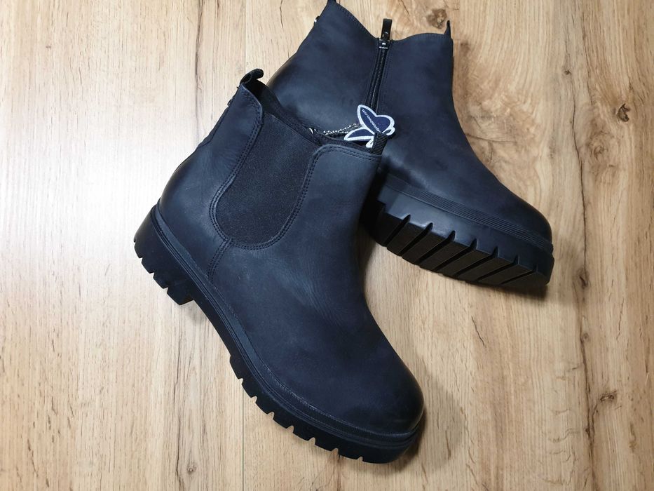 Nowe botki, sztyblety, skóra nubuk, Caprice, rozmiar 38