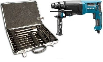 Młotowiertarka Makita Sds Plus 800 W + Zestaw Wierteł I Dłut 17 Sztuk