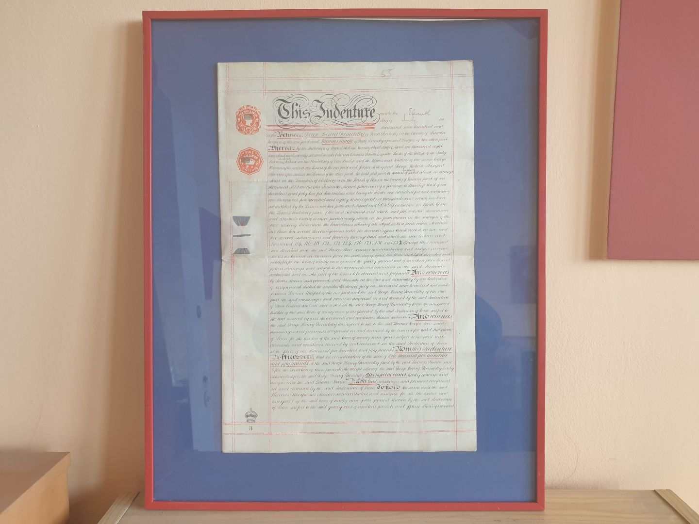 Stary duży dokument w ramce 1908 r, pieczęcie