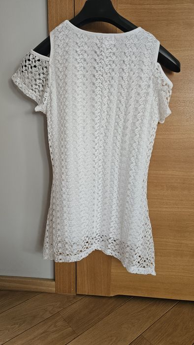 Biała koronkowa mini/ tunika r.S