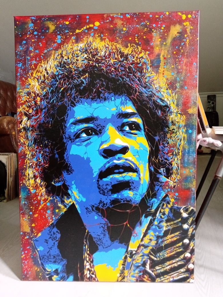 Jimi Hendrix pintura original em tela