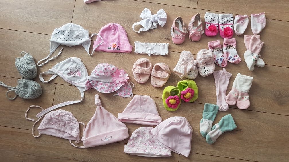 Duży zestaw dla dziewczynki niemowlaka 56 rożek otulacz śpiworek
