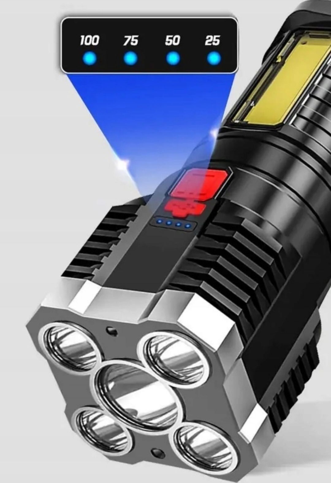 Latarka akumulatorowa turystyczna T6 5 LED USB szperacz halogen lampa