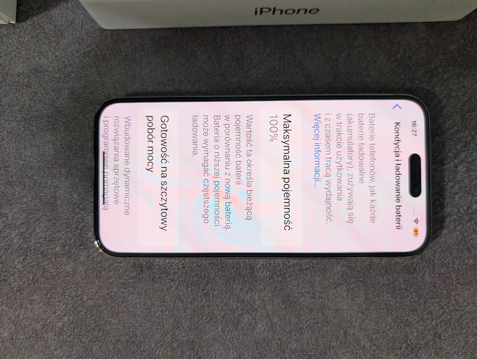 Iphone  14 Pro Max Orginalna bateria 100% ma tylko 63 ładowania