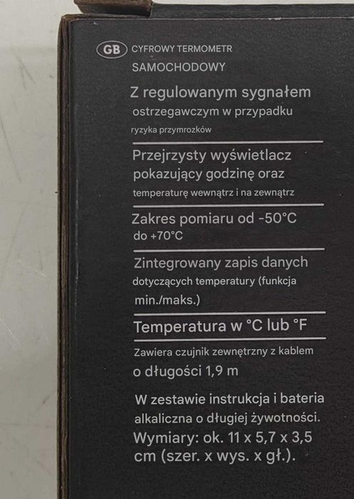 Termometr cyfrowy Auriol czarny do auta samochodu do domu