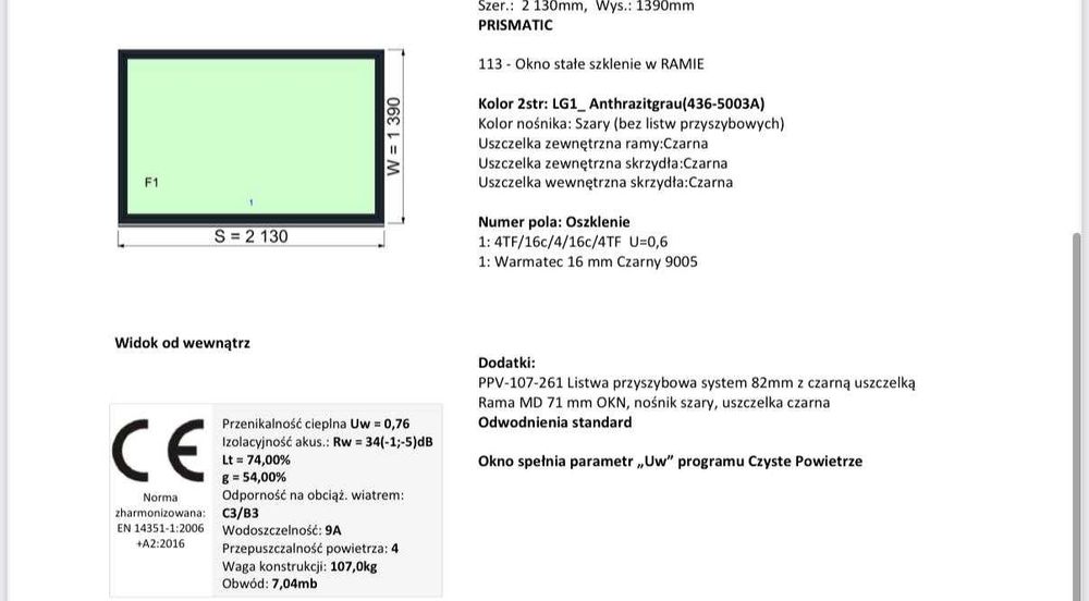 Okno Witryna - NOWE - producent Oknoplast