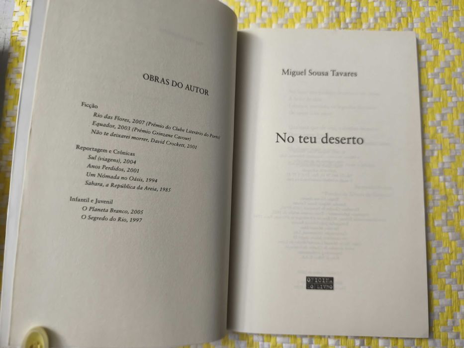 No teu deserto – 
Miguel Sousa Tavares