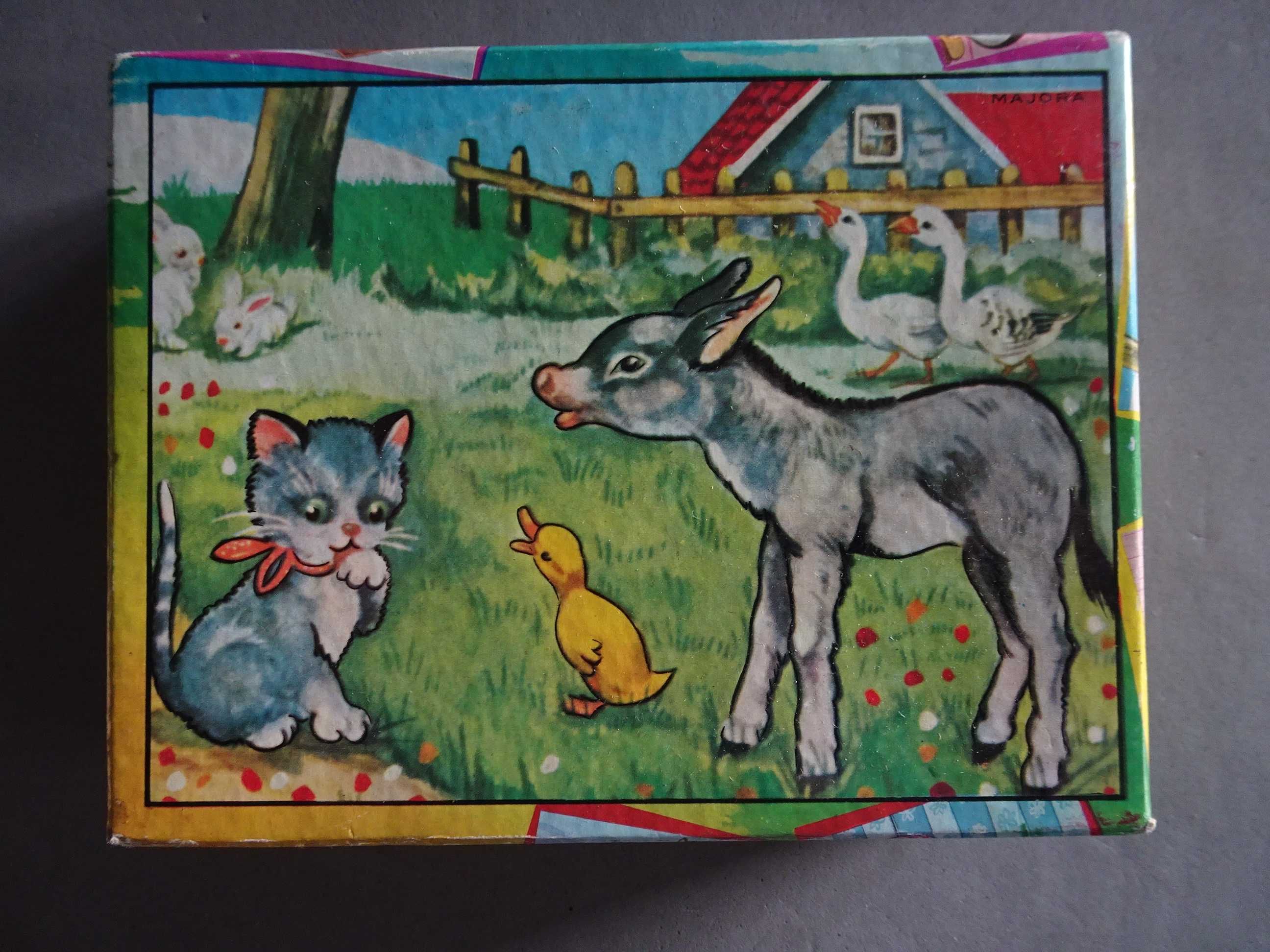 Antigo jogo Majora "Animais da Quinta" (12 cubos em madeira)