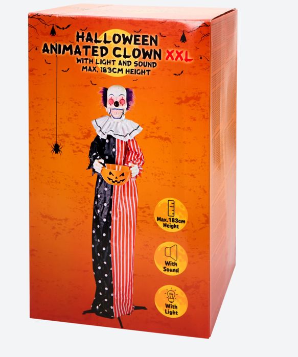 Halloweenowy Klaun XXL – z dźwiękiem i światłem! Halloween klaun dynia