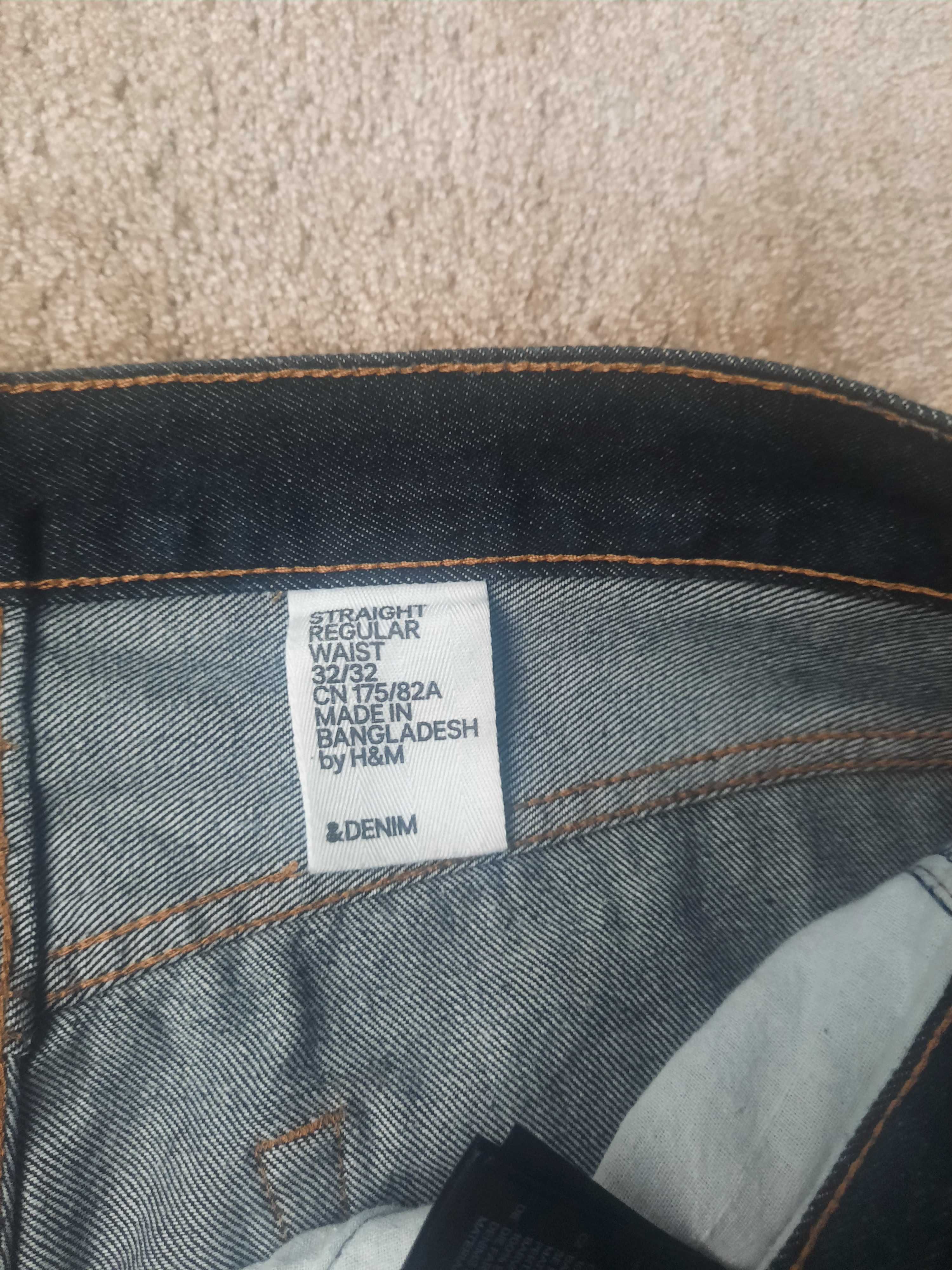 Granatowe męskie jeansy h&m