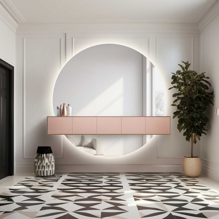 Lustro łazienkowe w ramie mdf OTTO LED FI 70 cm - ALFARAM