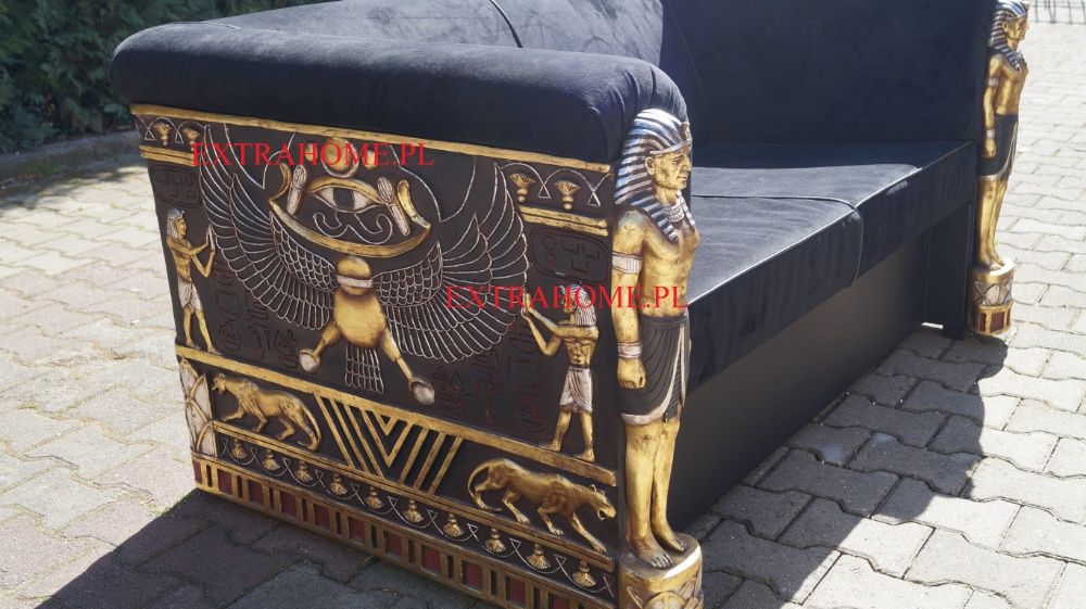 Sofa Egipska -Rarytas. Płaskorzeźby ręczne malowane.
