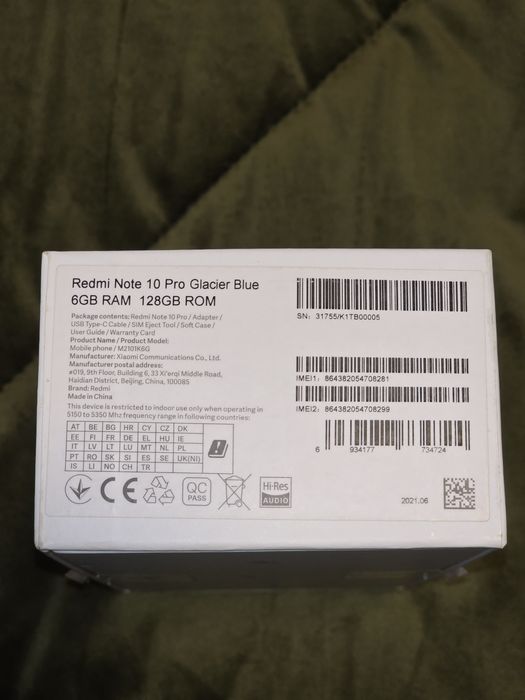 Xiaomi Redmi Note 10 Pro Glacier Blue 128GB99% NOVO