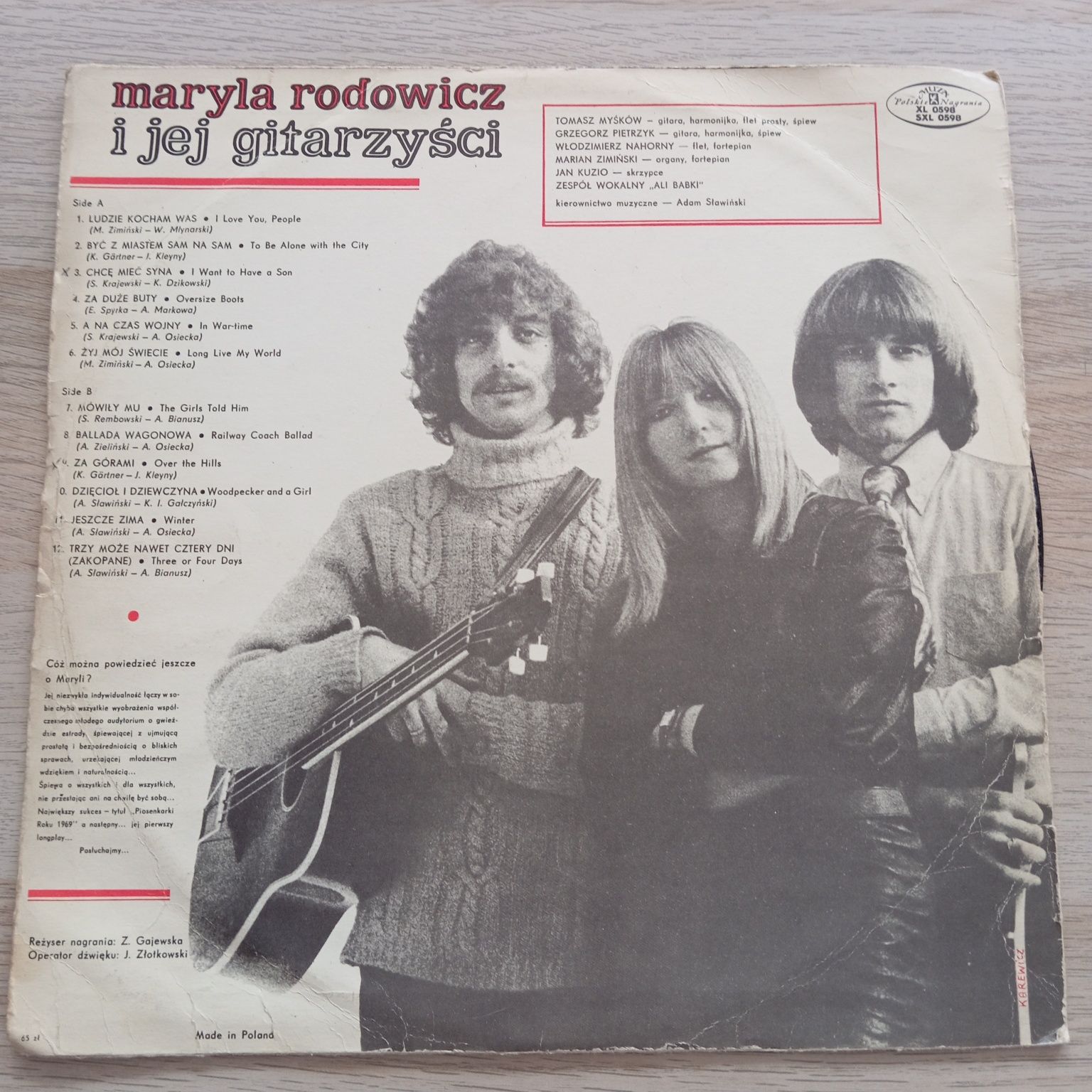 Maryla Rodowicz i jej gitarzyści, Żyj mój świecie, płyta winylowa