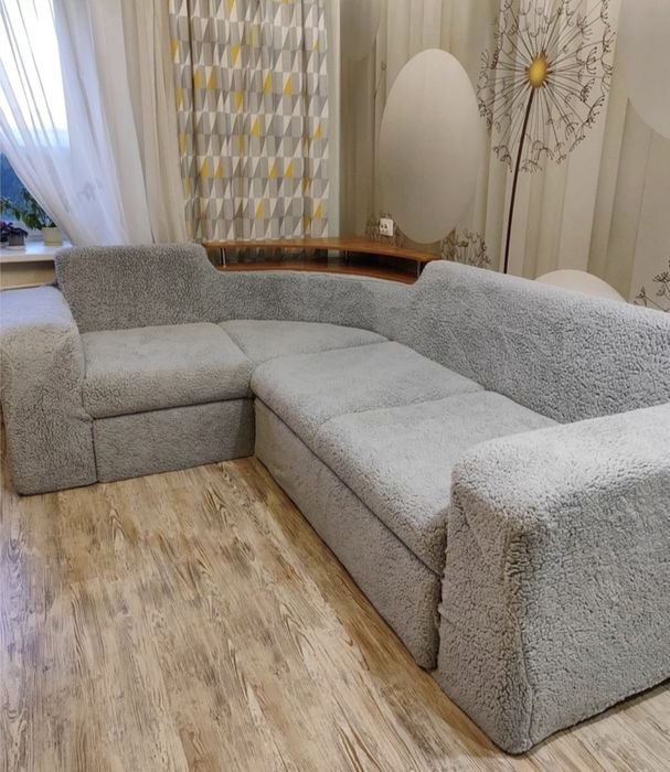 Чохол хутряний на кутовий диван м'який щільний плюшевий овечка Venera