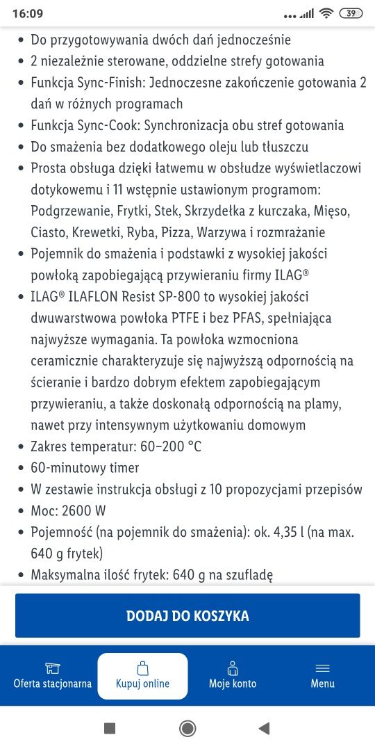 Air freyer Lidl nowy piekarnik oszczedny