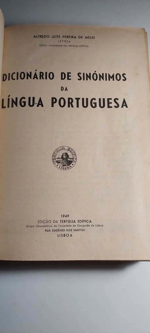 Dicionário de Sinónimos da Língua Portuguesa (Tertulia Edípica) 1ª ed.