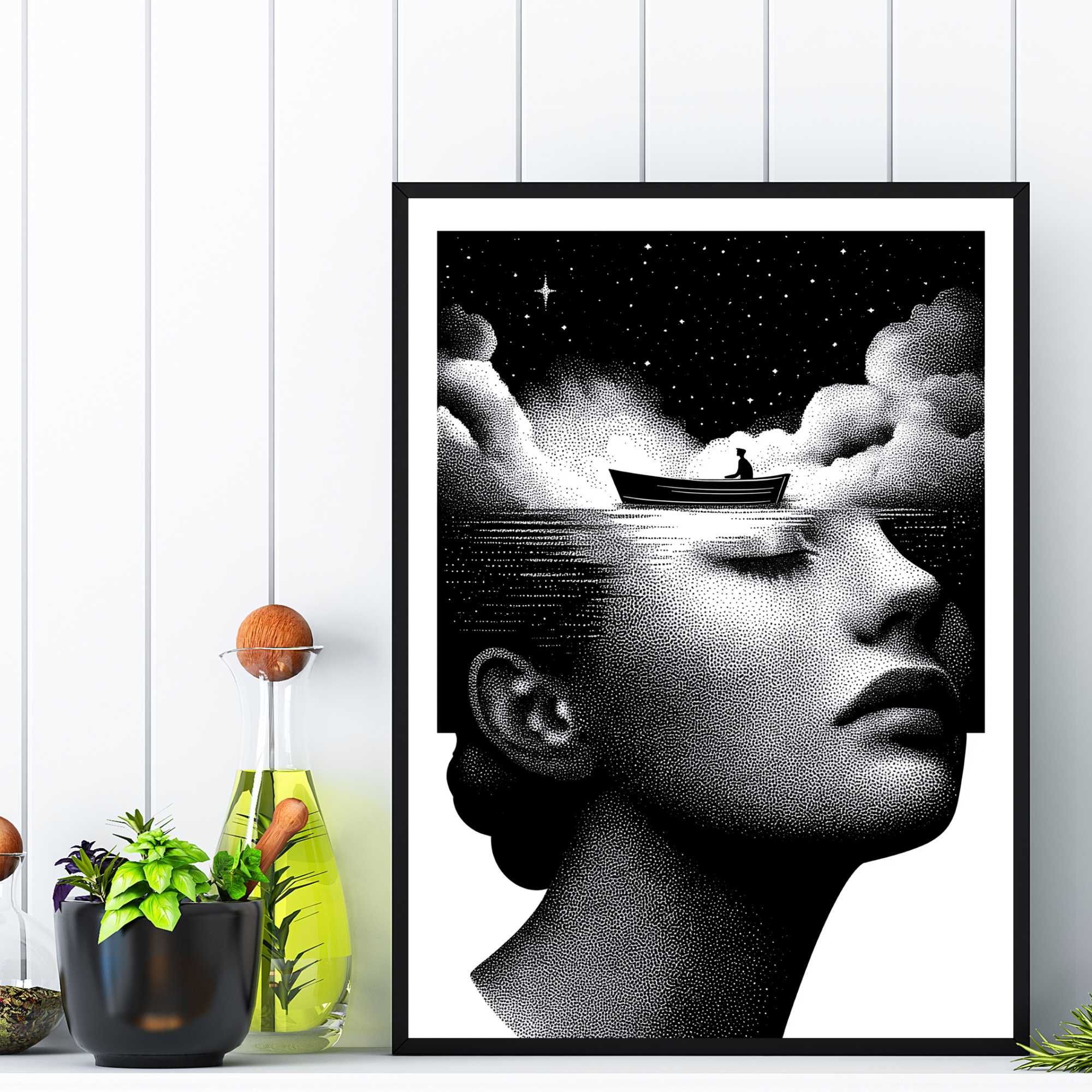plakat do pokoju abstrakcja kobieta z twarzą, obraz kobieta z twarzą