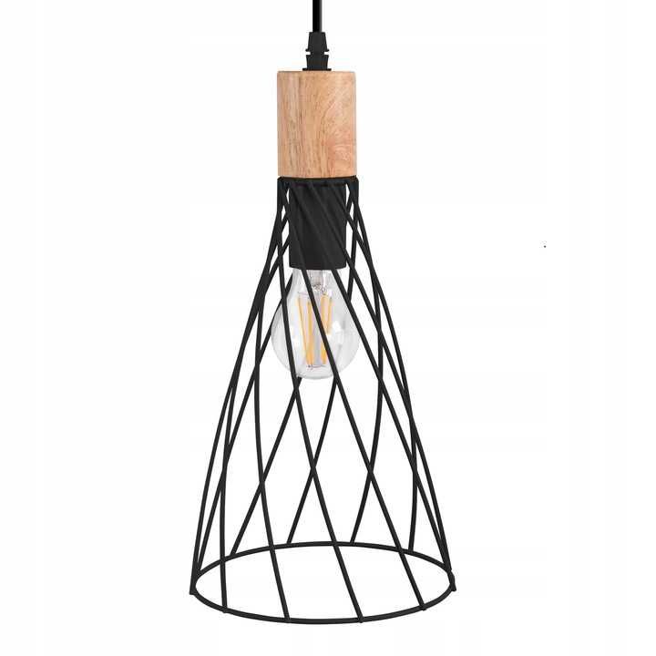 LAMPA SUFITOWA WISZĄCA boho rustykalna czarna drewno metal APP1268