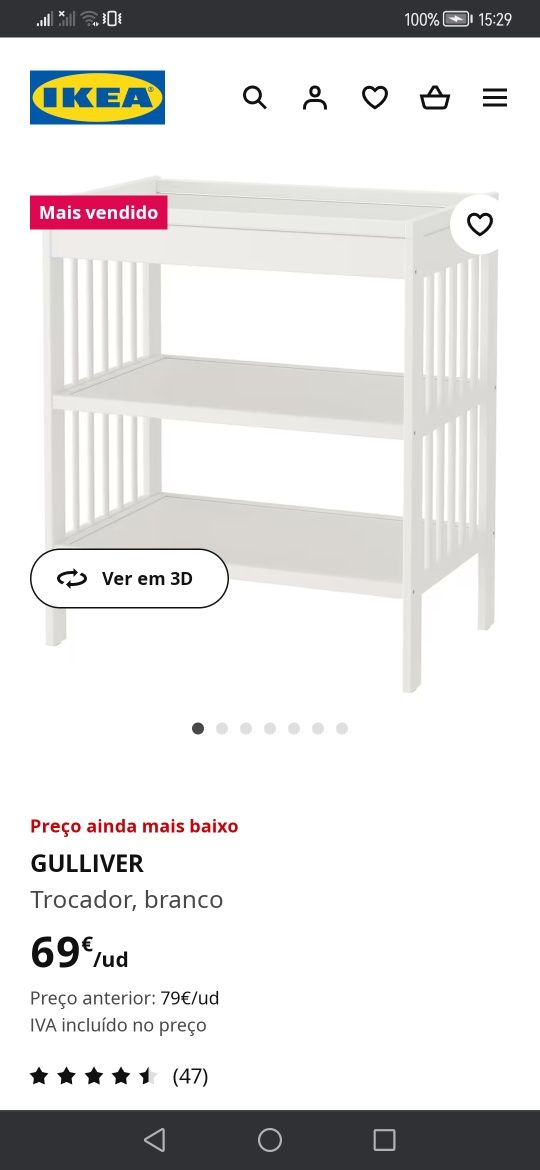 Trocador bebé Gulliver branco IKEA + acessórios Vadra muda fraldas