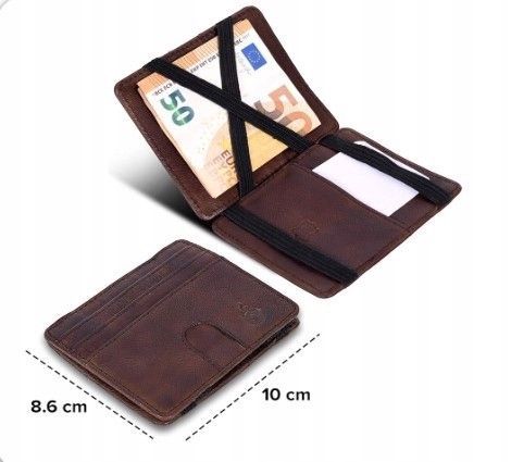 portfel skórzany męski brązowy cienki ochrona rfid