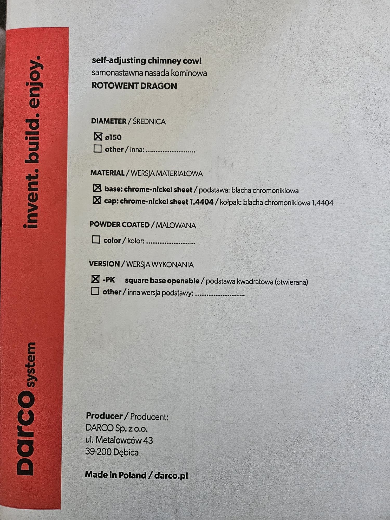 Nasadka kominowa daszek 150mm