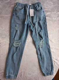 Spodnie męskie jeansy joggery Bershka dziury przetarcia rozmiar M
