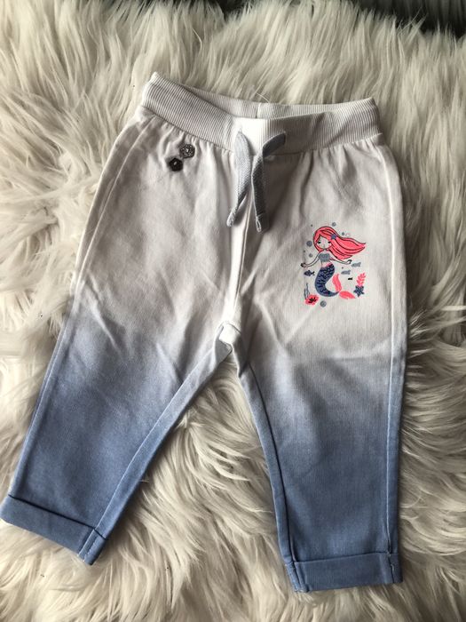 Spodnie dresowe pepco nowe niebieskie cieniowane 74 biale dres leggins