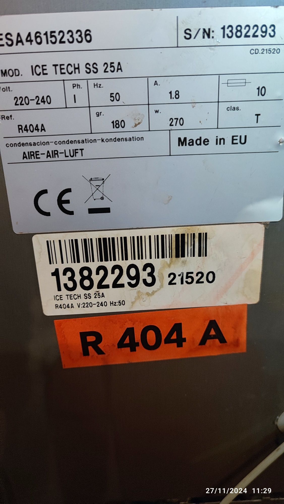 Máquina de gelo em cubos 22 klg