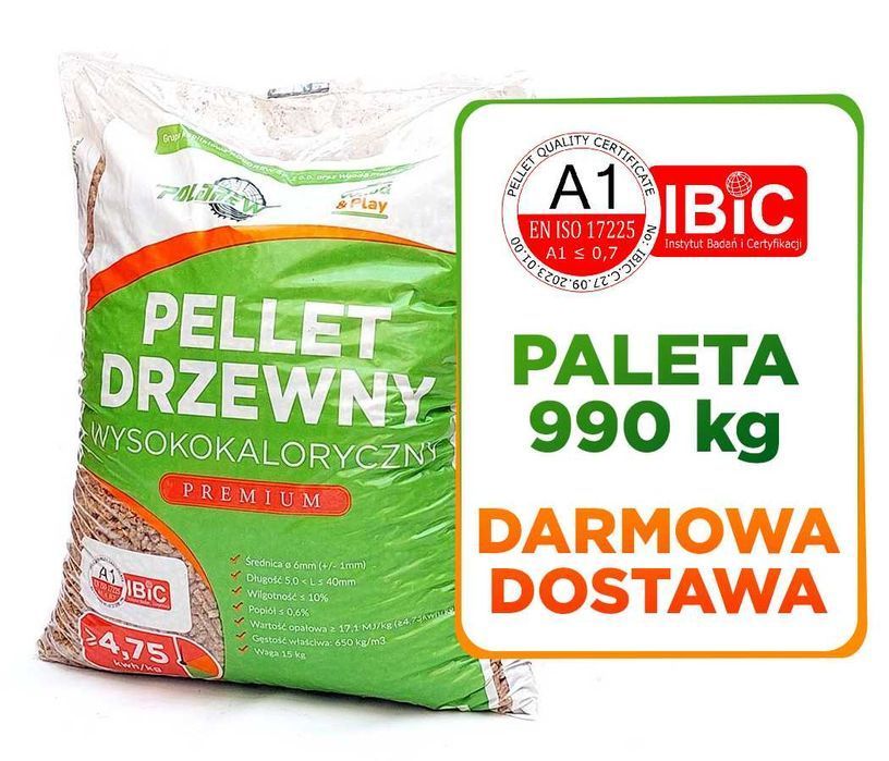 Pellet drzewny Płatność za 30 dni Transport GRATIS Certyfikat A1 990kg