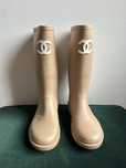 Kalosze chanel bezowe 38 ubrane pare razy
