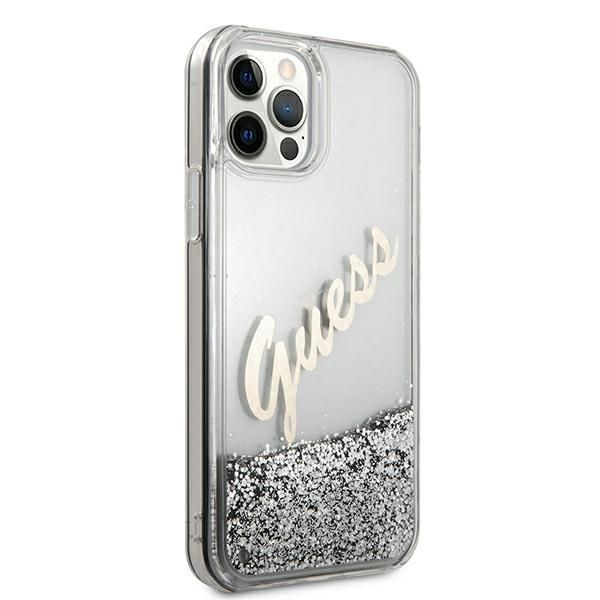 Guess Etui iPhone 12 Pro Max 6,7" Vintage Liquid Glitter Silver